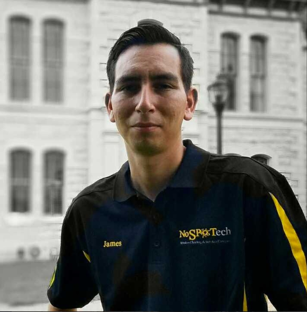 James Nino, owner of No Spot Tech Window Cleaning, in Blanco, Texas